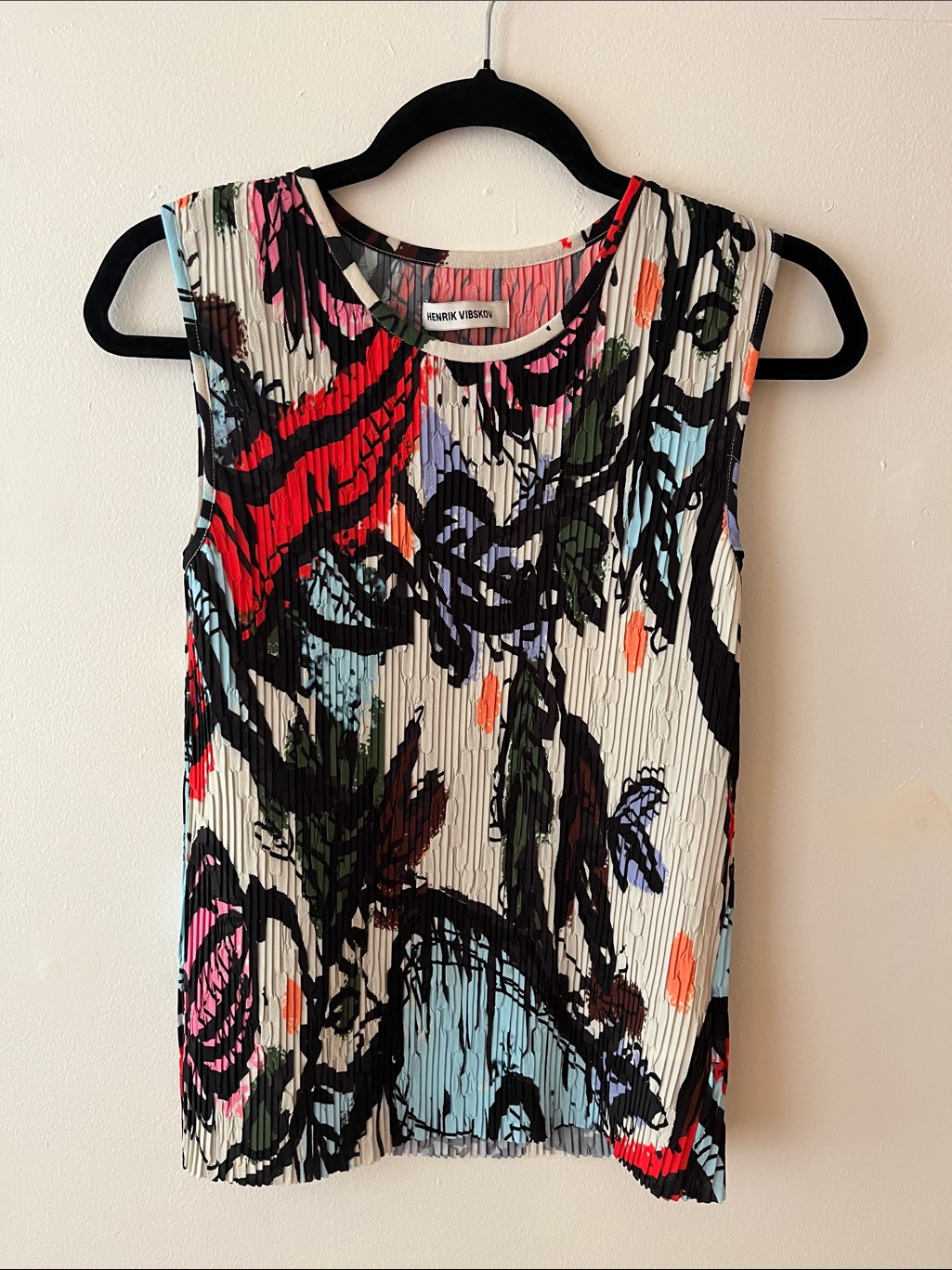 Henrik Vibskov Ss26 Multicolor Pleated Carrot Sleeveless Top - White/Multi